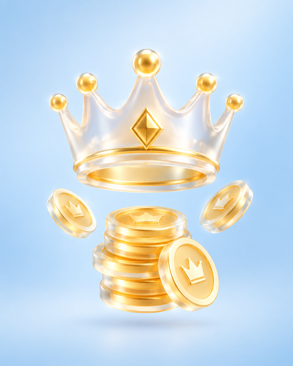 Gold crown and stacked coins — Cash King